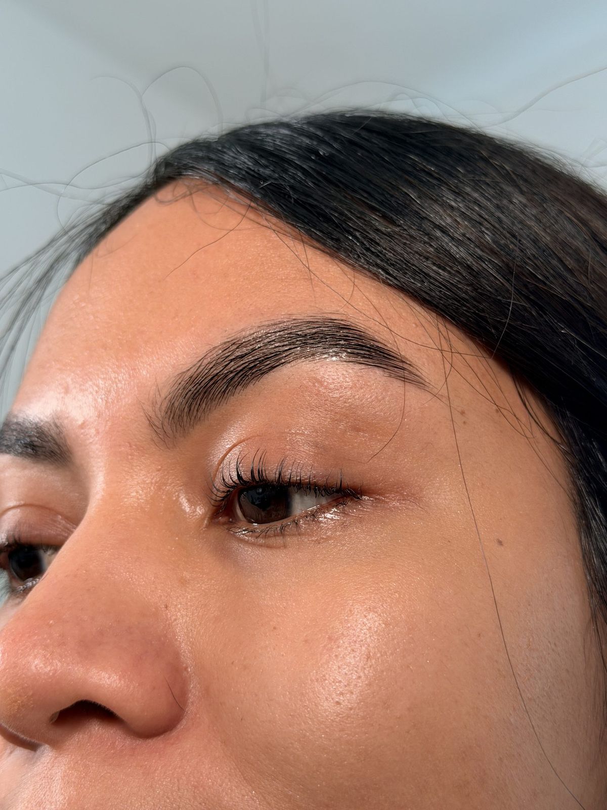 Brow lamination — brushed-up detail