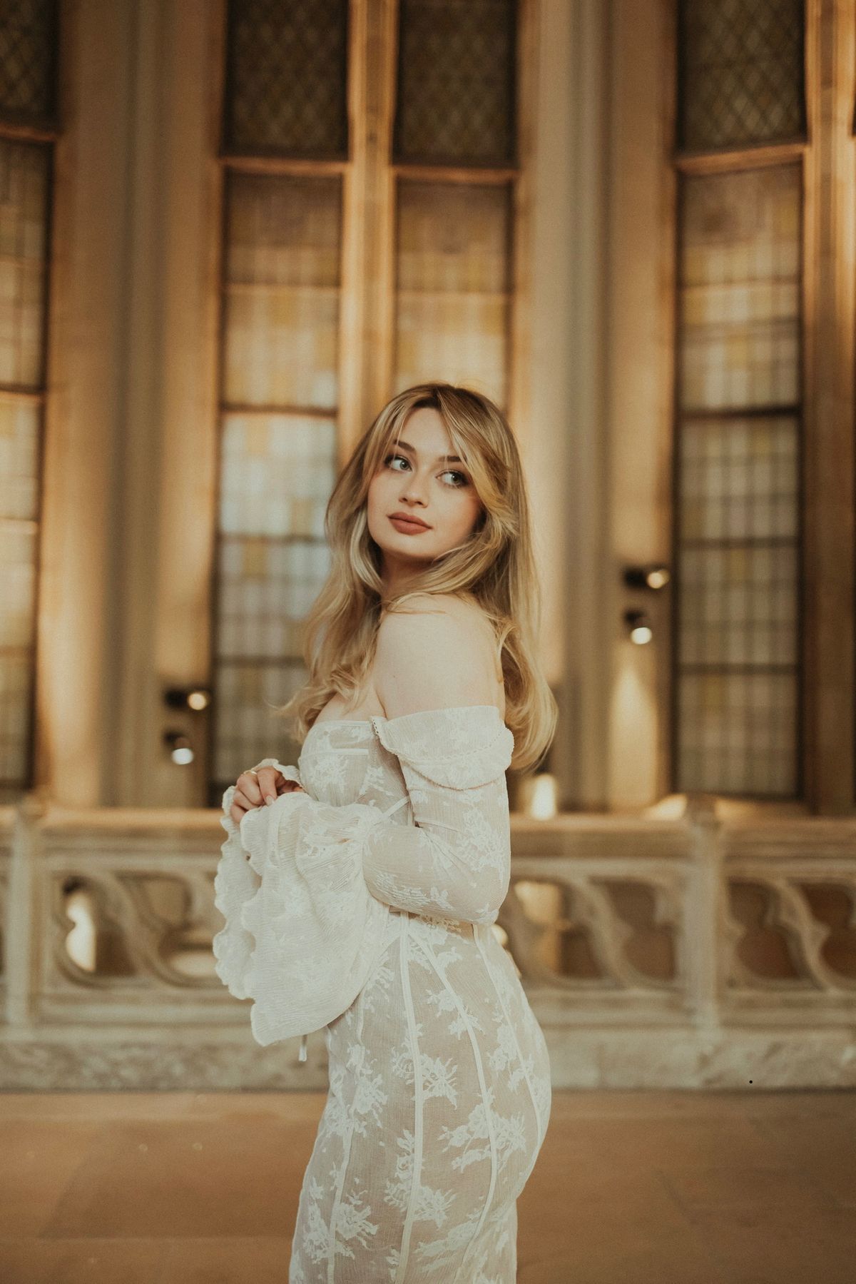 Bridal makeup — soft natural finish, romantic editorial setting